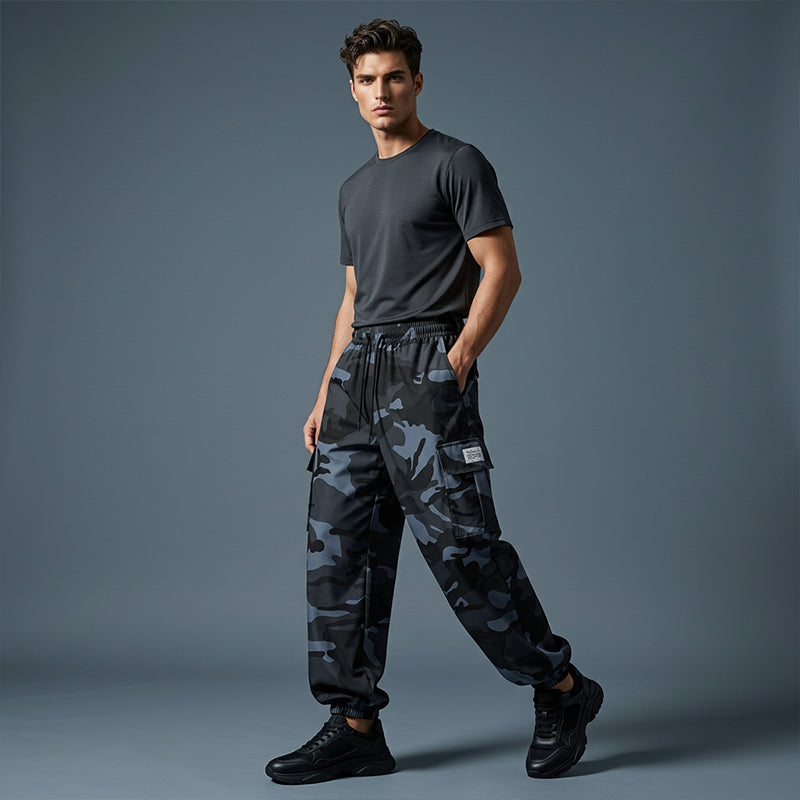 Lässige Camouflage-Hose mit Kordelzug