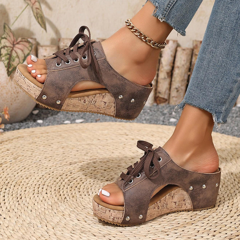 Damen Peeptoe-Wedges mit Plateau