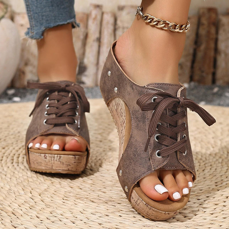Damen Peeptoe-Wedges mit Plateau