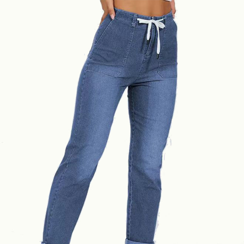 Lässige Damen Jeans-Jogger mit Kordelzug