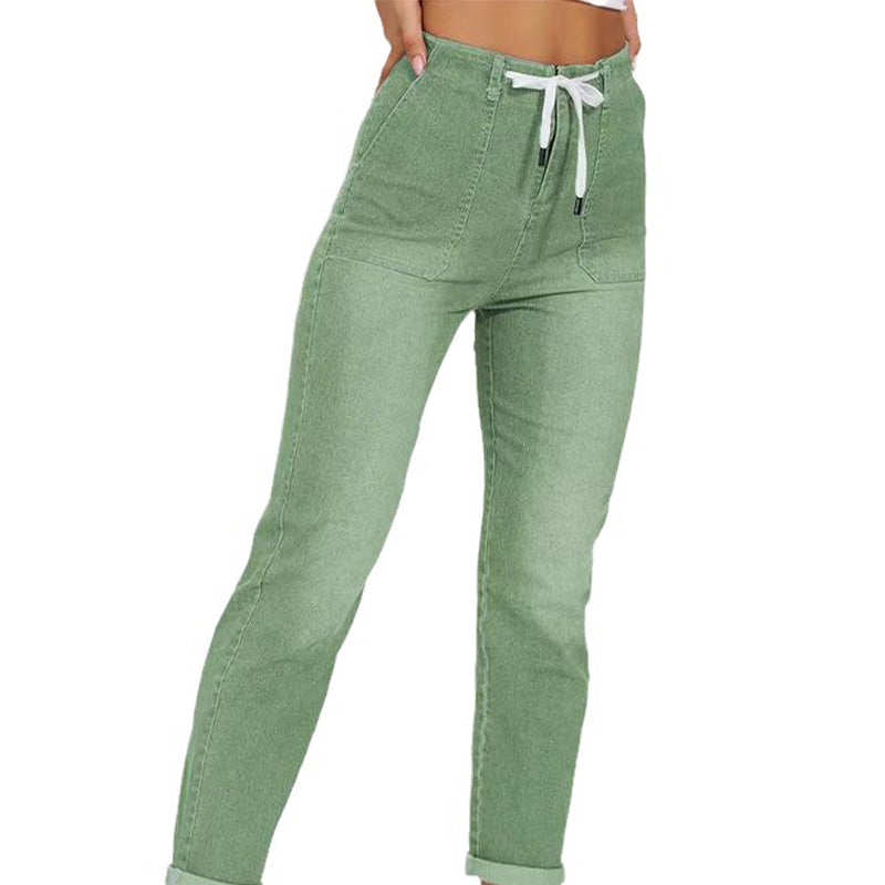 Lässige Damen Jeans-Jogger mit Kordelzug