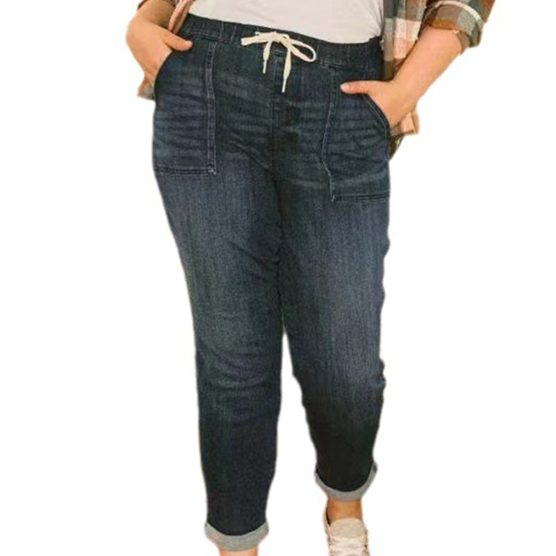 Lässige Damen Jeans-Jogger mit Kordelzug