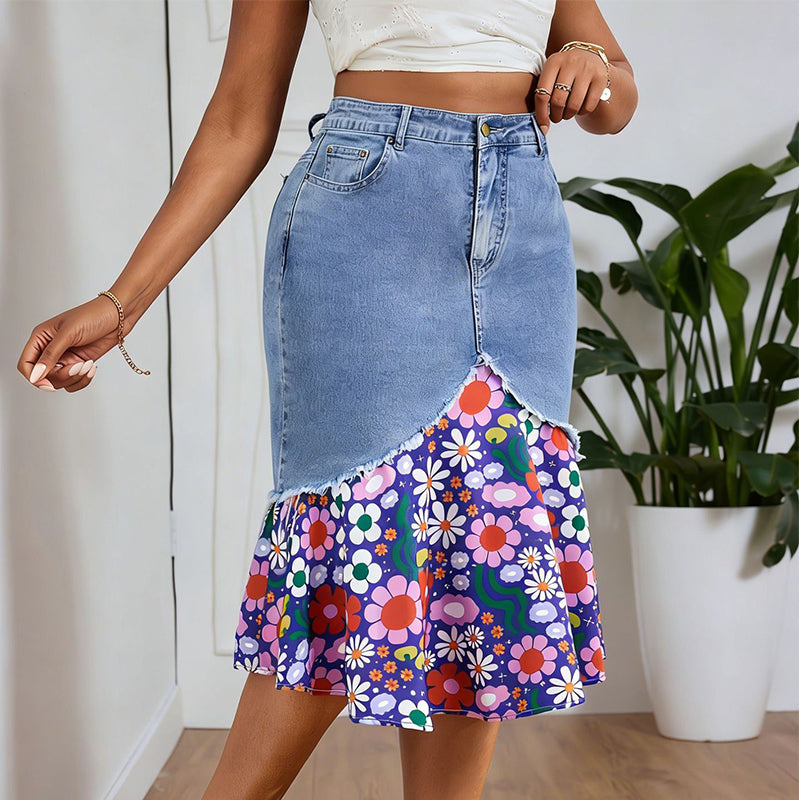 🧜‍♀️ Hochtaillierter Jeans-Meerjungfrauenrock für Damen – figurbetonend & elegant