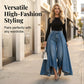 Damen Hochtaillierte Weitbein-Jeans mit High-Low-Saum