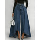 Damen Hochtaillierte Weitbein-Jeans mit High-Low-Saum