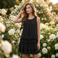 Sommerkleid für Damen mit U-Ausschnitt und Stufenrüschen
