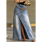 ✨Damen Denim-Maxirock mit mehrlagiger Taille