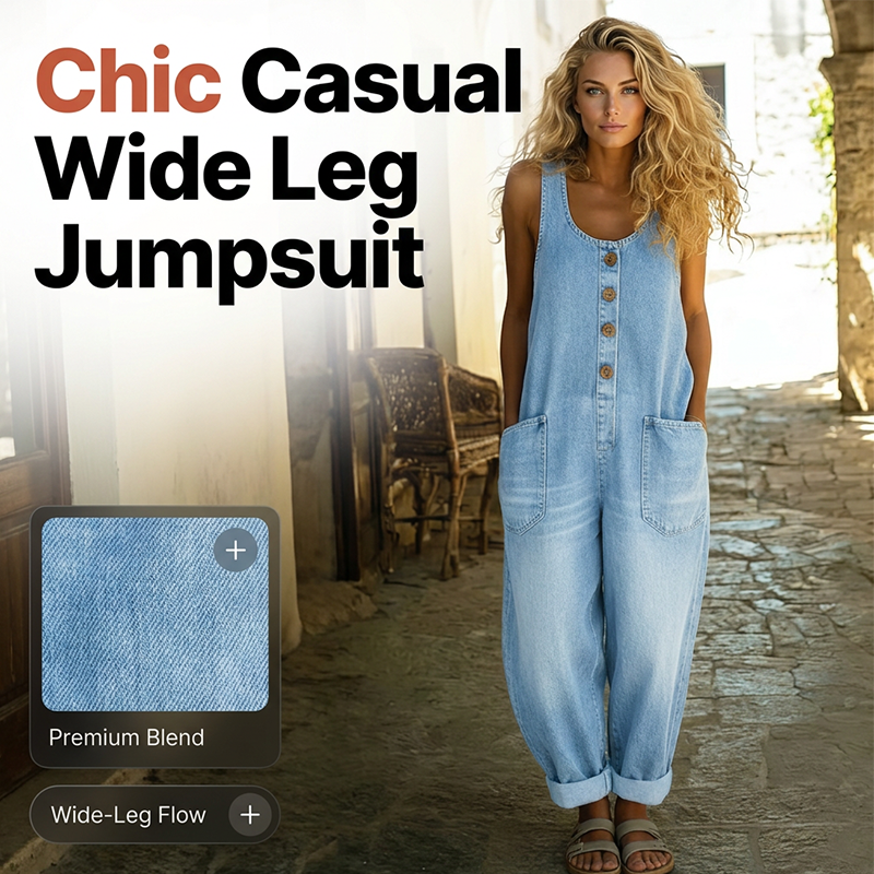 🔥Die neuen Modelle sind jetzt im Verkauf-Ärmelloser Jumpsuit mit weitem Bein für Damen