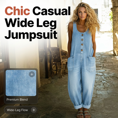 🔥Die neuen Modelle sind jetzt im Verkauf-Ärmelloser Jumpsuit mit weitem Bein für Damen