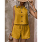 Ärmelloses Tanktop mit Knopfleiste und Shorts für Damen