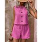 Ärmelloses Tanktop mit Knopfleiste und Shorts für Damen