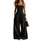 Damen Sommer lockerer Denim-Jumpsuit mit Taschen