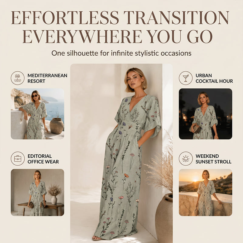 🌙 Heute um Mitternacht vorbei – verpassen Sie es nicht, sonst warten Sie ein Jahr! Damen elegantes V-Ausschnitt-Print-Jumpsuit