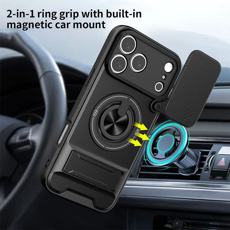 ⏳Zeitlich begrenztes Sonderangebot⏰4-in-1-Schutzhülle – Schiebeverschluss, Ringhalter, Magnet, 5 Farben 🔧