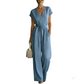 🎯 Nur heute: 50% + versandkostenfrei! Damen V-Ausschnitt Weitbein-Jumpsuit mit Taillenschleife