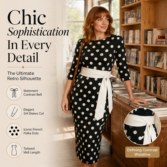 👗🌸  Elegantes Retro-Polka-Kleid – zeitlos, feminin & vielseitig – perfekt für Alltag, Büro & besondere Anlässe