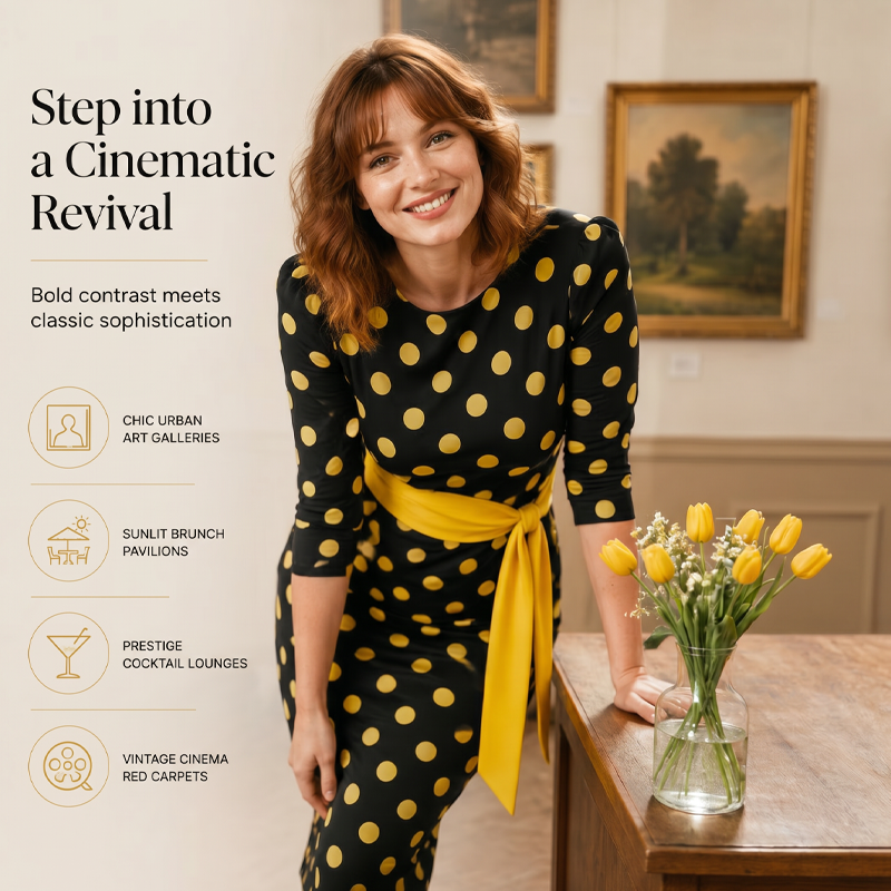 👗🌸  Elegantes Retro-Polka-Kleid – zeitlos, feminin & vielseitig – perfekt für Alltag, Büro & besondere Anlässe