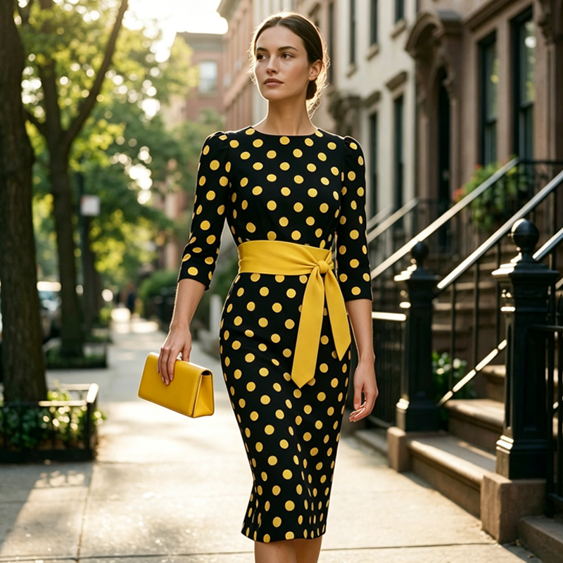 👗🌸  Elegantes Retro-Polka-Kleid – zeitlos, feminin & vielseitig – perfekt für Alltag, Büro & besondere Anlässe