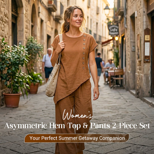 2-teiliges Set aus Oberteil mit asymmetrischem Saum und Hose für Damen