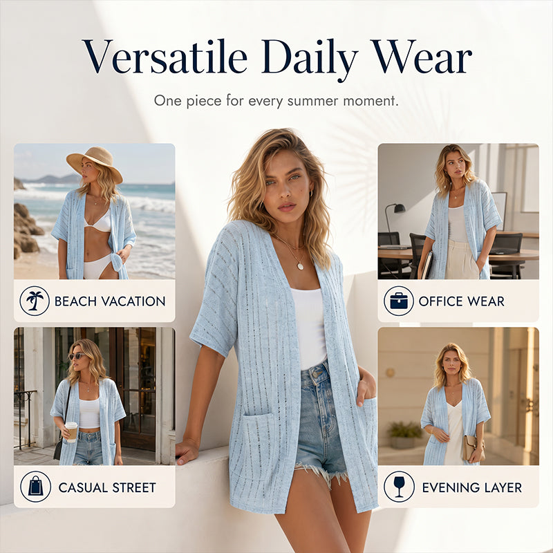 ⌛ Nur solange Vorrat reicht – danach regulärer Preis! 🔥Neuheiten & Sonderangebote – Leichte Sommer-Strickjacke für Damen