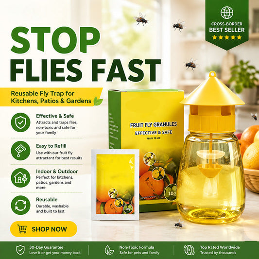 ❄️Sommerfrische 50 % Rabatt!🌿Wiederverwendbare Fliegenfalle mit Lockstoff – Insektizidfreier Fruchtfliegenfänger für Küche, Terrasse & Garten