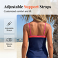 Women Two-Piece Tankini Color Block Conservative Swimsuit Set