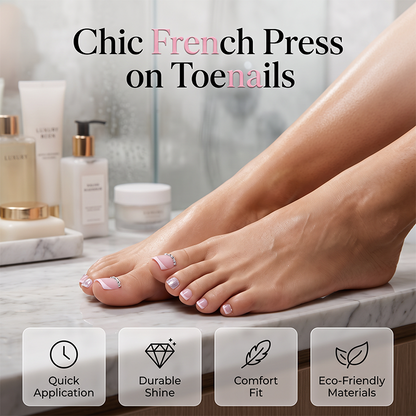 Elegante Press-on-Fußnägel im Rosé-French-Design