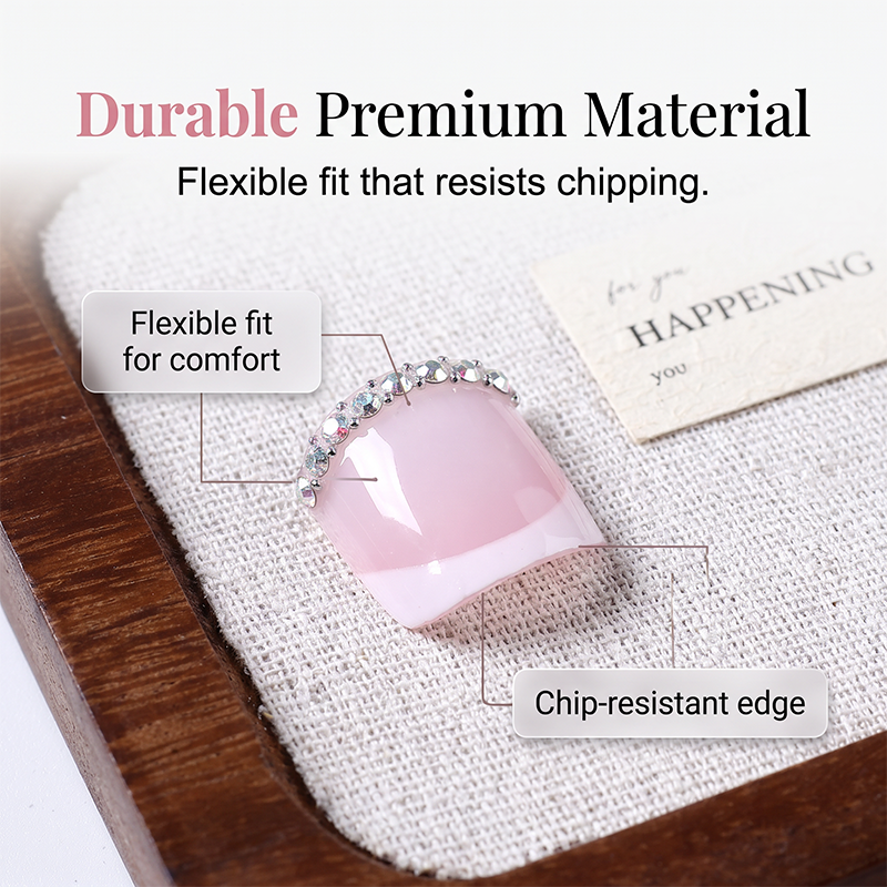 Elegante Press-on-Fußnägel im Rosé-French-Design