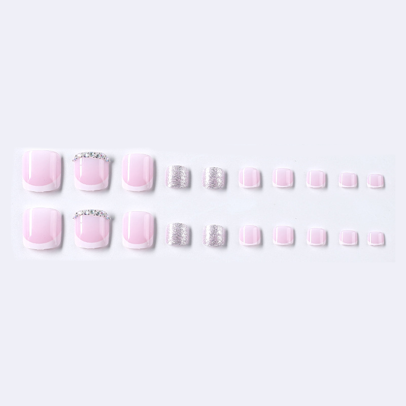 Elegante Press-on-Fußnägel im Rosé-French-Design