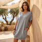 🌿 Kleid mit V-Ausschnitt in lockerer Passform und T-Shirt-Komfort – perfekt für ungezwungene Ausflüge
