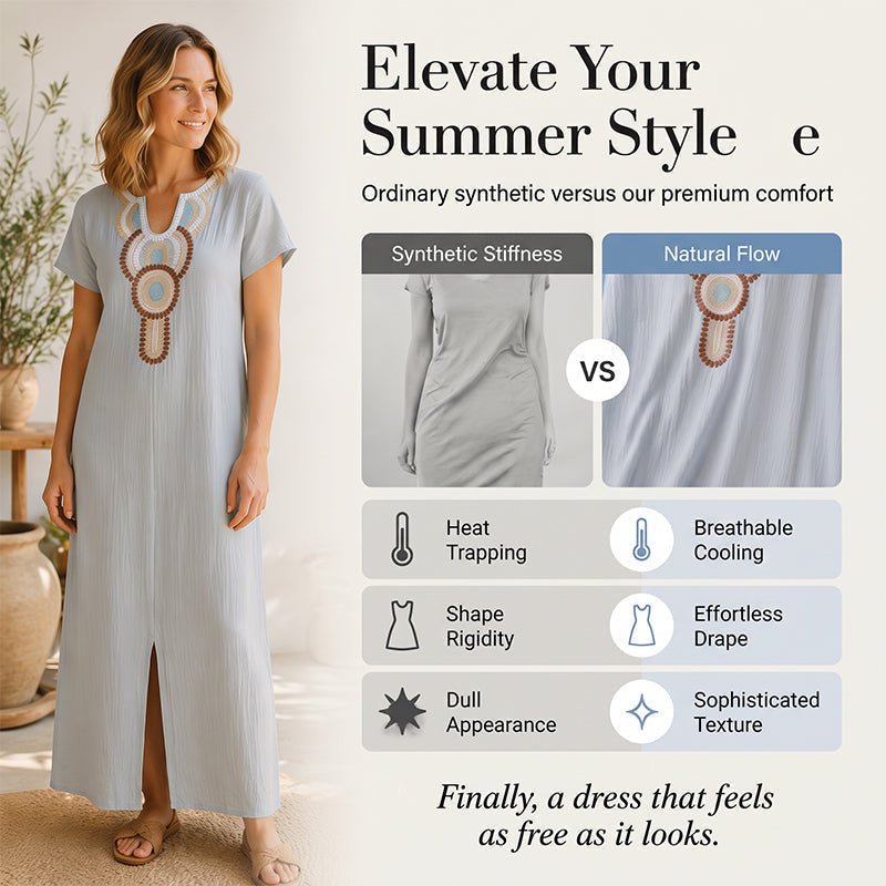 🌙 Heute um Mitternacht vorbei – verpassen Sie es nicht, sonst warten Sie ein Jahr! Besticktes Maxikleid für Damen mit Frontschlitz