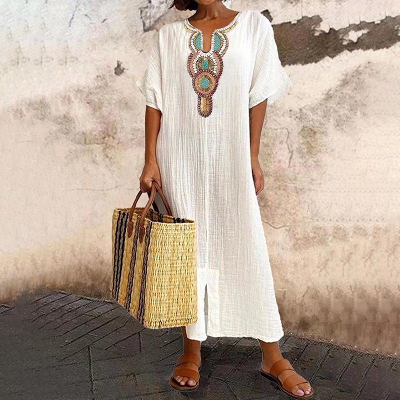 🌙 Heute um Mitternacht vorbei – verpassen Sie es nicht, sonst warten Sie ein Jahr! Besticktes Maxikleid für Damen mit Frontschlitz