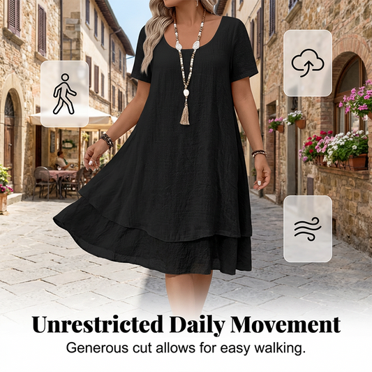 👗🌸 Lockeres A-Linien-Kleid mit doppeltem Saum