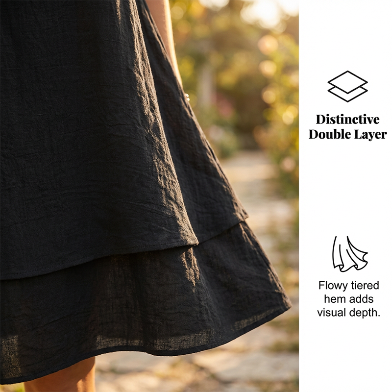 👗🌸 Lockeres A-Linien-Kleid mit doppeltem Saum