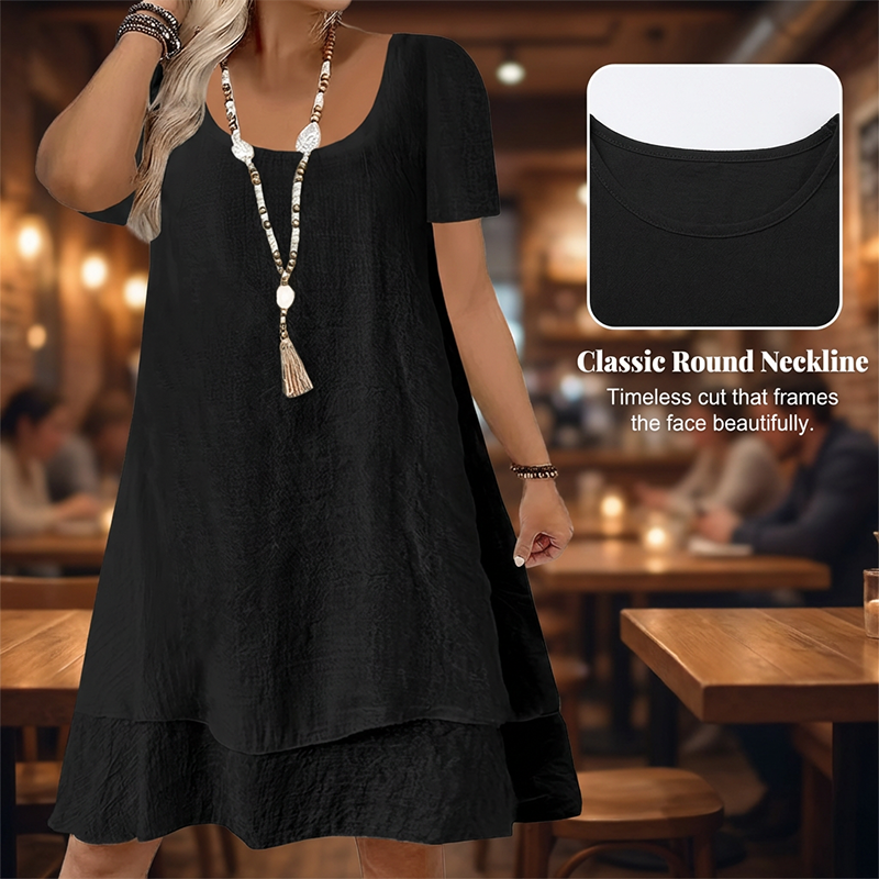 👗🌸 Lockeres A-Linien-Kleid mit doppeltem Saum