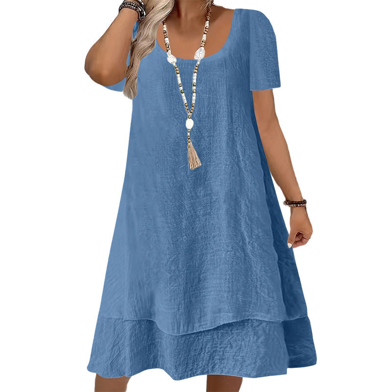 👗🌸 Lockeres A-Linien-Kleid mit doppeltem Saum