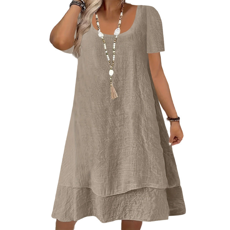 👗🌸 Lockeres A-Linien-Kleid mit doppeltem Saum