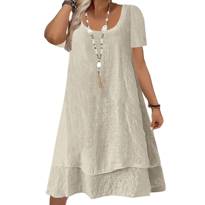 👗🌸 Lockeres A-Linien-Kleid mit doppeltem Saum