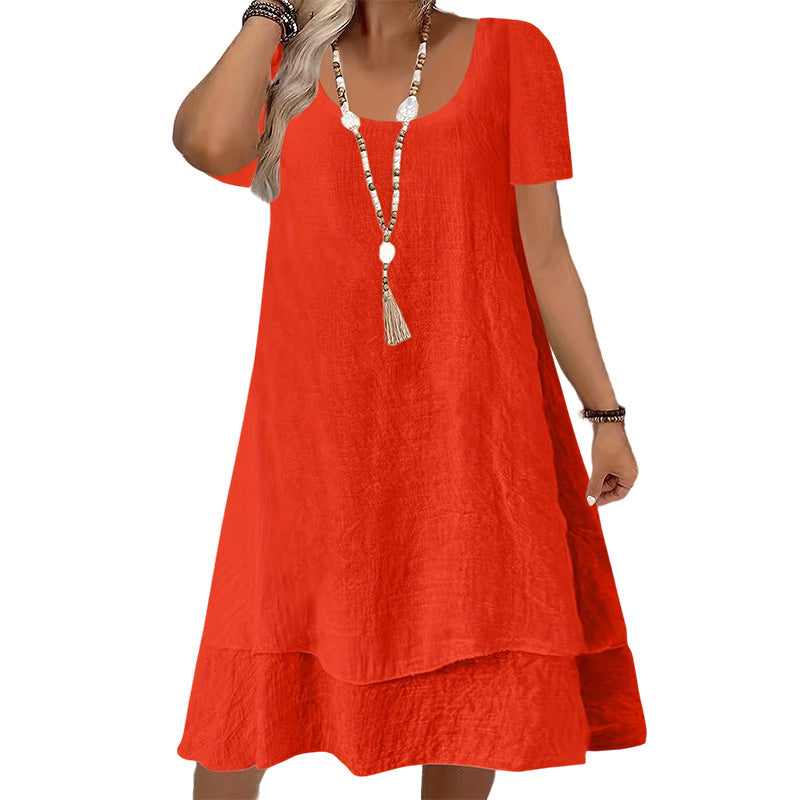 👗🌸 Lockeres A-Linien-Kleid mit doppeltem Saum
