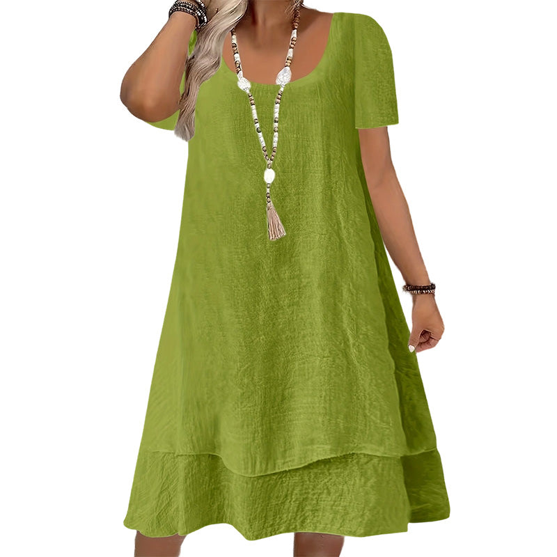 👗🌸 Lockeres A-Linien-Kleid mit doppeltem Saum