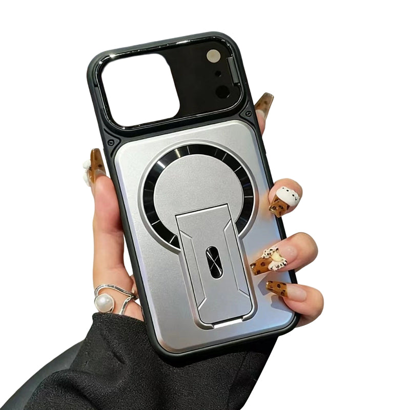 Magnetische Handyhülle mit klappbarem Kamera-Objektivschutz und unsichtbarem Ständer