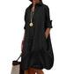 Damen Lässiges Knopf‑Hemdkleid Freizeit Shirtkleid