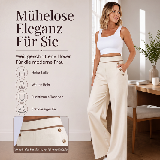 ✨Damen-Hochweitbund-Hosen mit kontrastierenden Besätzen