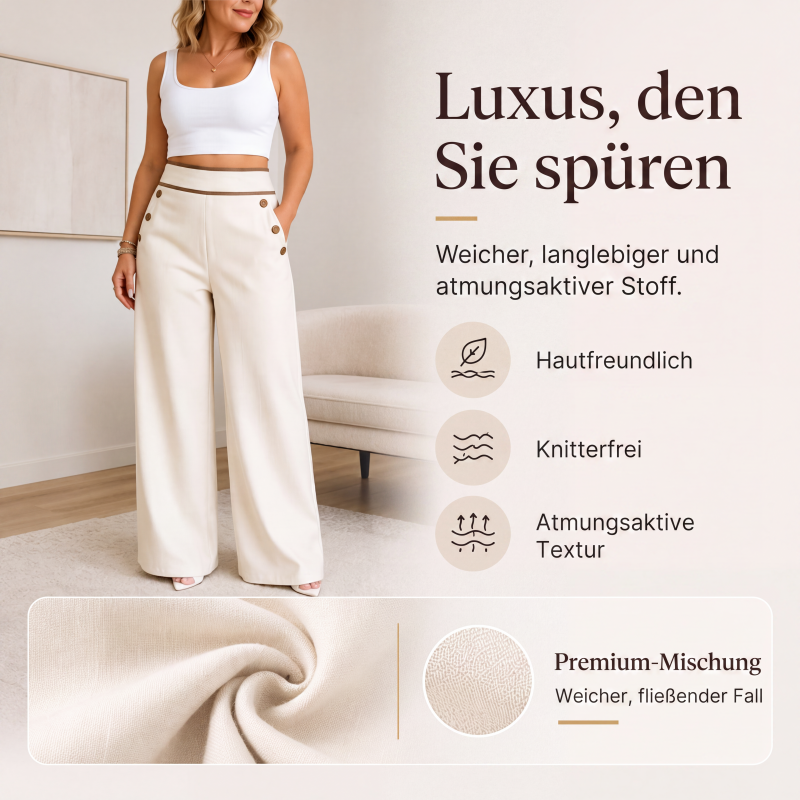 ✨Damen-Hochweitbund-Hosen mit kontrastierenden Besätzen