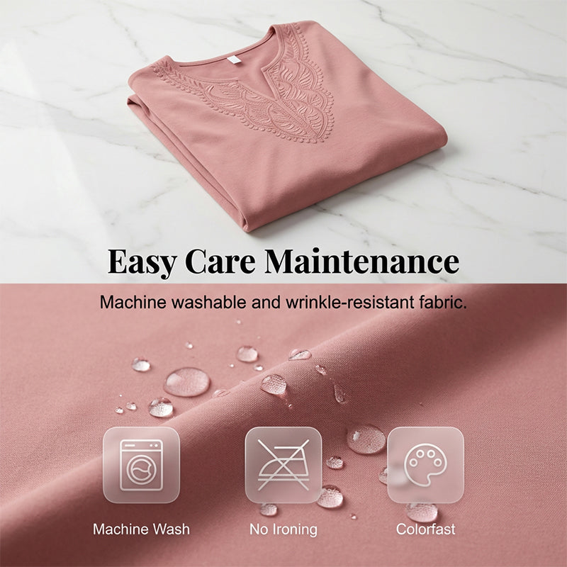 ☀️👚Top-Empfehlung – Bluse mit V-Ausschnitt und Spitzenbesatz – atmungsaktiver Stoff und figurschmeichelnder Fall für Arbeit oder Wochenende 🌿