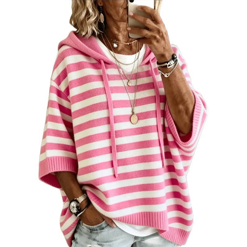 ✨🛍️Neu eingetroffen – Lässiger Kapuzenpullover mit Streifen – Einfache Mode für den Kaffee-Besuch oder entspannte Tage