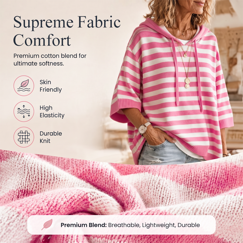 ✨🛍️Neu eingetroffen – Lässiger Kapuzenpullover mit Streifen – Einfache Mode für den Kaffee-Besuch oder entspannte Tage