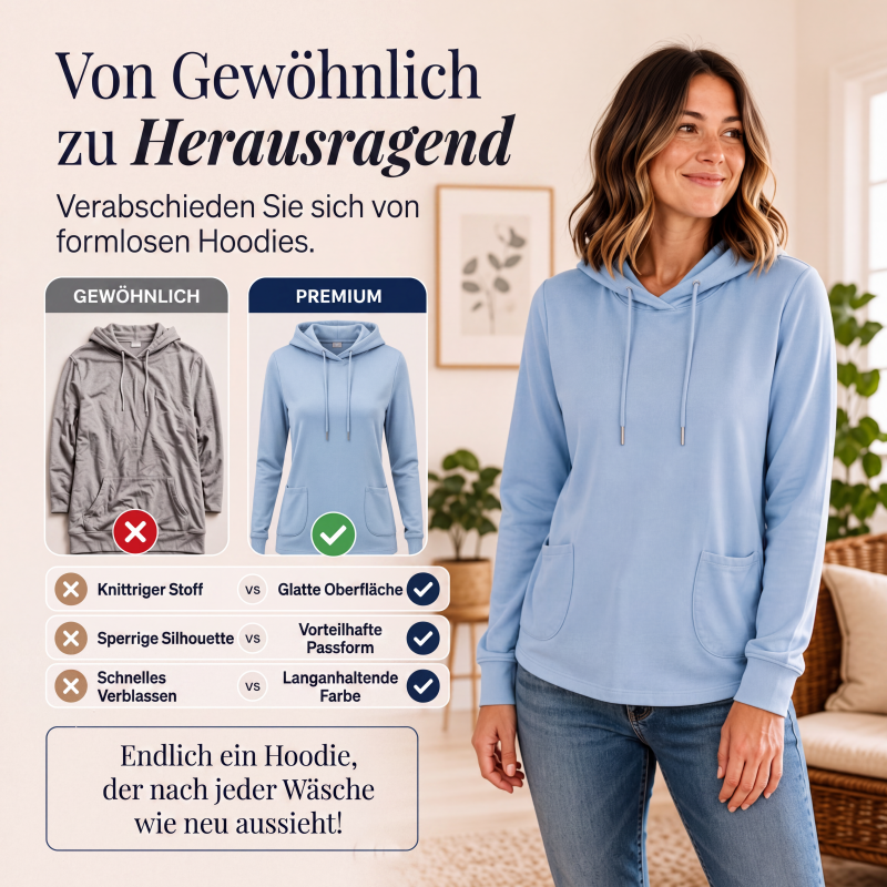 Damen Casual Hoodie mit Kordelzug & Taschen