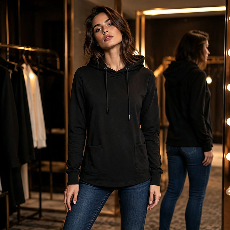 Damen Casual Hoodie mit Kordelzug & Taschen