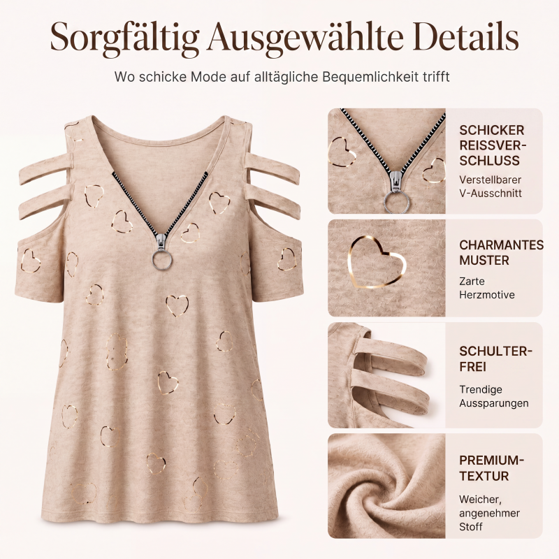 Bestseller💕 Cold-Shoulder-T-Shirt – Trendige Cut-Outs und einfache Kombinierbarkeit für jedes Outfit